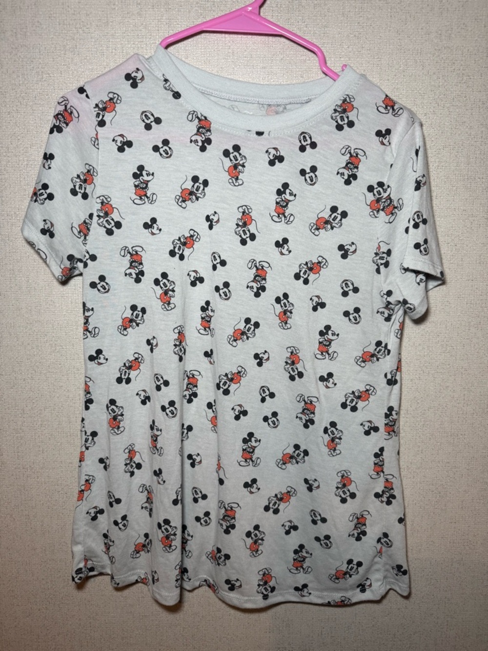 Light Gray Mickey Print Short Sleeve Top
